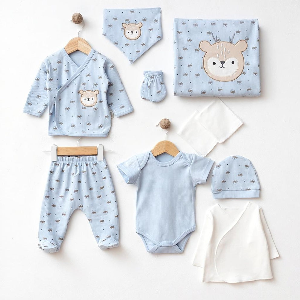 SEBI PRIME Deer Patterned 10-Piece Hospital Discharge Set (Blue)